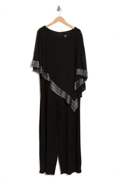 Sl Fashions Foil Trim Asymmetric Popover Jumpsuit In Black