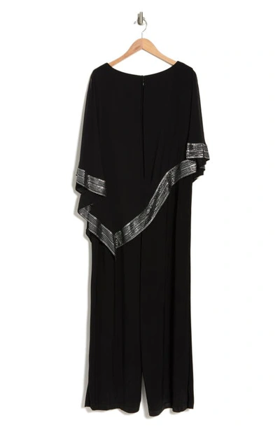 Sl Fashions Foil Trim Asymmetric Popover Jumpsuit In Black