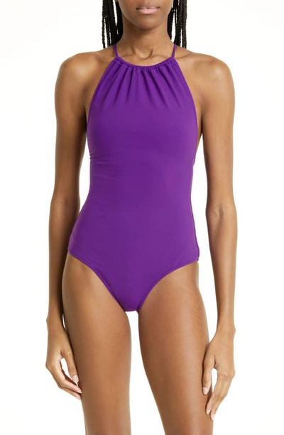 Shop Ulla Johnson Odelia Low Back One-piece Swimsuit In Cassis