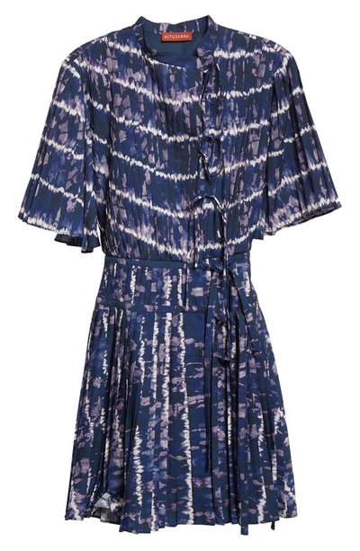 Shop Altuzarra Tosha Shibori Tie Dye Pleated Fit & Flare Dress In 256406 Berry Blue