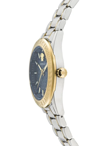 Versace Men's V-code Greca Two-tone Bracelet Watch, 42mm In Two Tone