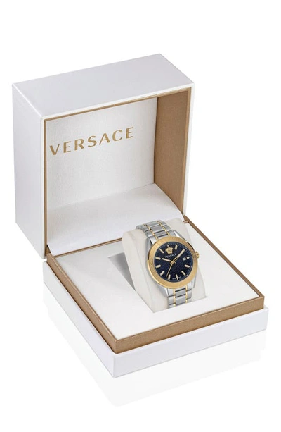 Versace Men's V-code Greca Two-tone Bracelet Watch, 42mm In Two Tone