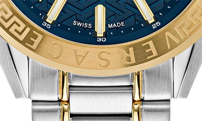 Versace Men's V-code Greca Two-tone Bracelet Watch, 42mm In Two Tone