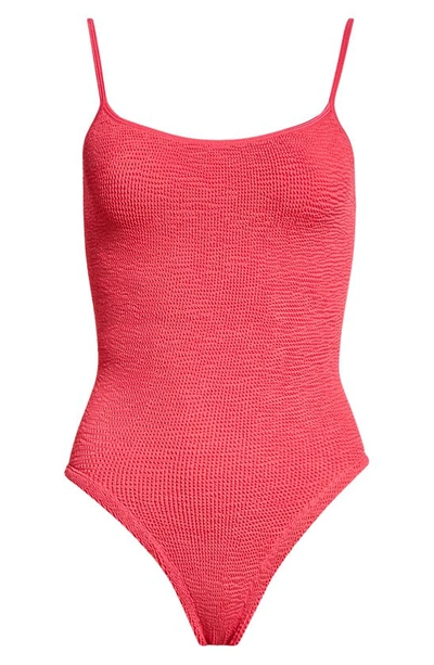 Shop Hunza G Pamela Crinkle One-piece Swimsuit In Fuchsia