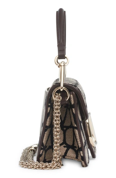 Shop Valentino Locò Vlogo Toile Canvas & Leather Shoulder Bag In 6zn Naturale/ Nero/ Fondant