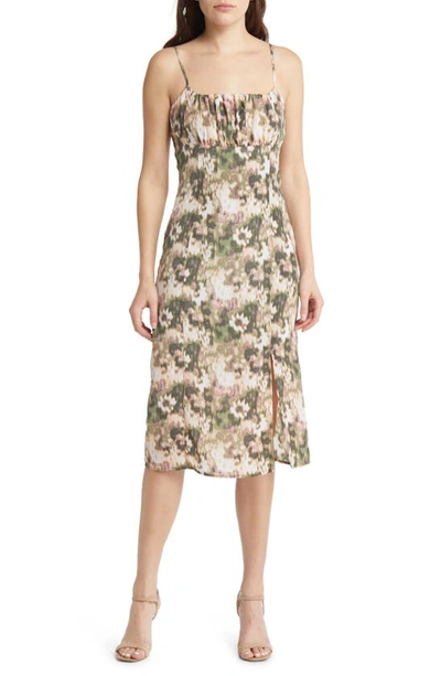 Shop Chelsea28 Floral Spaghetti Strap Dress In Green- Pink Daisy Blur