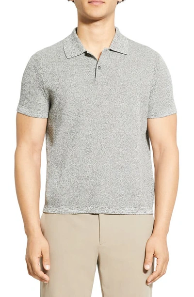 Shop Theory Nare Marled Cotton Polo In Dark Olive/ Ivory