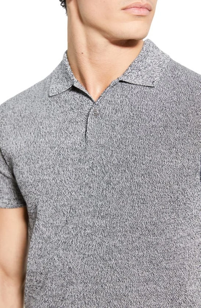 Shop Theory Nare Marled Cotton Polo In Black/ Ivory