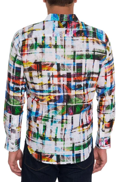 Shop Robert Graham Molley Watercolor Geo Print Linen & Cotton Button-up Shirt In White Multi