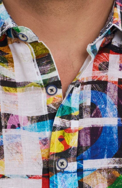 Shop Robert Graham Molley Watercolor Geo Print Linen & Cotton Button-up Shirt In White Multi