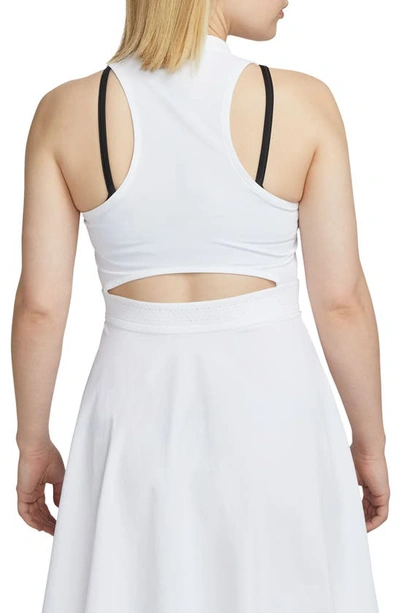 Shop Nike Club Dri-fit Racerback Dress In White/ Black
