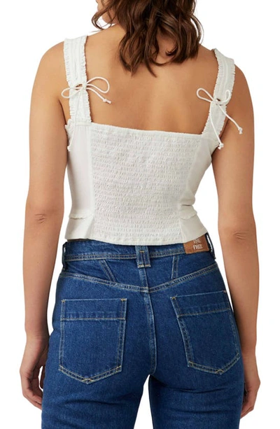 Shop Free People Kerry Crop Embroidered Lace Inset Cotton Tank In Optic White