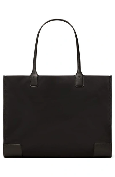 Tory Burch Small Ella Shopping Bag In Recycled Fabric With Front Logo In Black