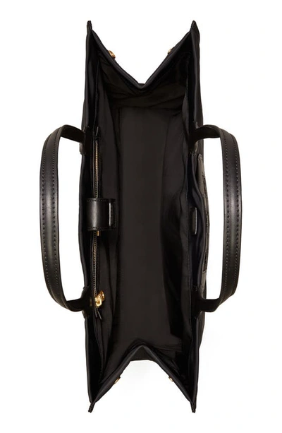 Tory Burch Small Ella Shopping Bag In Recycled Fabric With Front Logo In Black