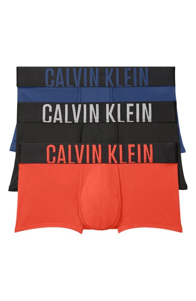 Shop Calvin Klein Assorted 3-pack Intense Power Micro Low Rise Trunks In Blk, Ora, Blue
