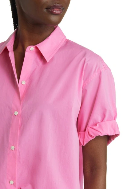 Shop Rails Jojo Rolled Sleeve Cotton Blend Button-up Shirt In Hot Pink