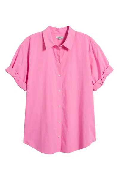 Shop Rails Jojo Rolled Sleeve Cotton Blend Button-up Shirt In Hot Pink