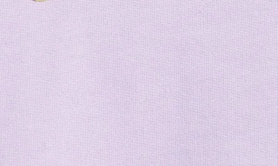 Shop Versace Kids' Logo Appliqué Gathered Cotton Sweatshirt Dress In Baby Violet Acid Lime