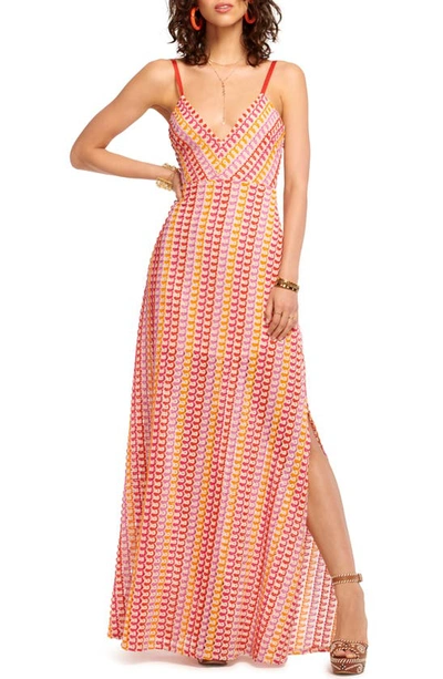 Shop Ramy Brook Della Scallop Knit Lace Maxi Dress In Peach Scallop Knit