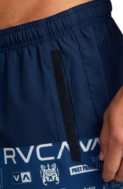 Shop Rvca Yogger Stretch Athletic Shorts In Blue
