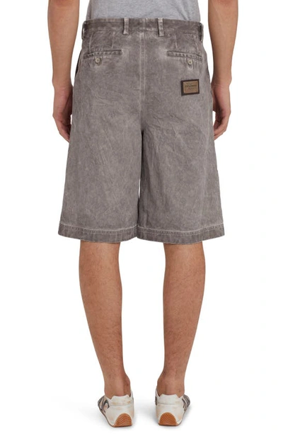 Shop Dolce & Gabbana Garment Dye Cotton Twill Shorts In Light Brown