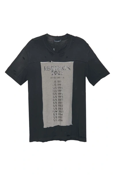 Dolce & Gabbana Re-edition Distressed T-shirt In Black