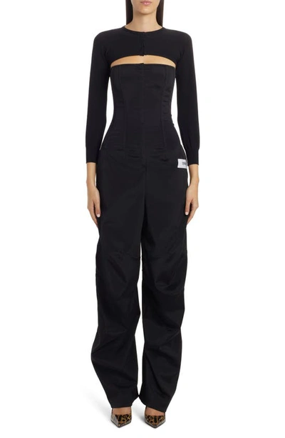 Shop Dolce & Gabbana Kim Stretch Cady Strapless Bustier Bodice Jumpsuit In Black