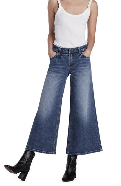Shop Hint Of Blu Mercy High Waist Crop Wide Leg Jeans In Art Blue