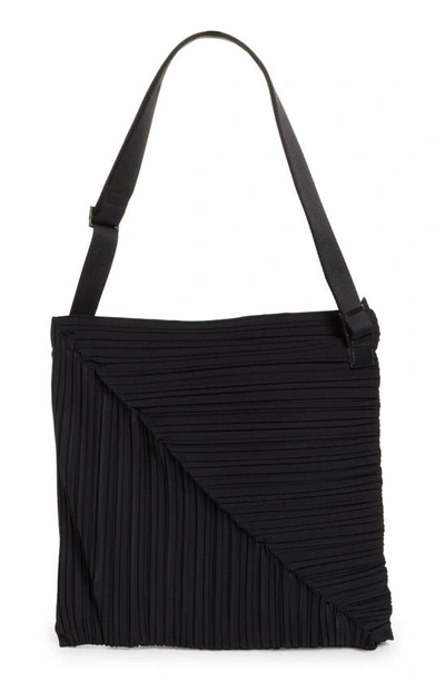 Shop Issey Miyake Diagonal Pleats Bag In Black