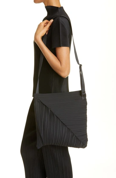 Shop Issey Miyake Diagonal Pleats Bag In Black