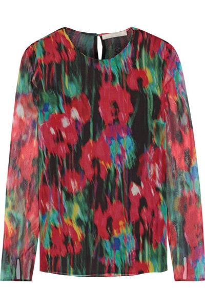 Shop Jason Wu Printed Silk-chiffon Top