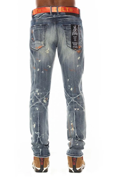 Cult Of Individuality Rocker Belted Slim Straight Leg Jeans In Garnet
