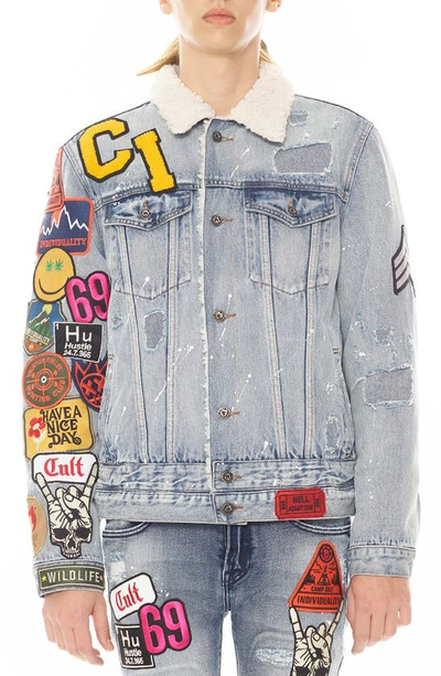 Shop Cult Of Individuality Type Iii Stretch Cotton Blend Denim Trucker Jacket In Acid
