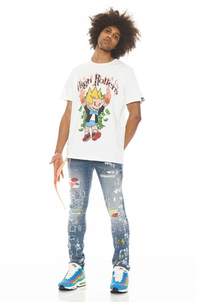 Shop Cult Of Individuality Punk Belted Distressed Super Skinny Jeans In Divinci
