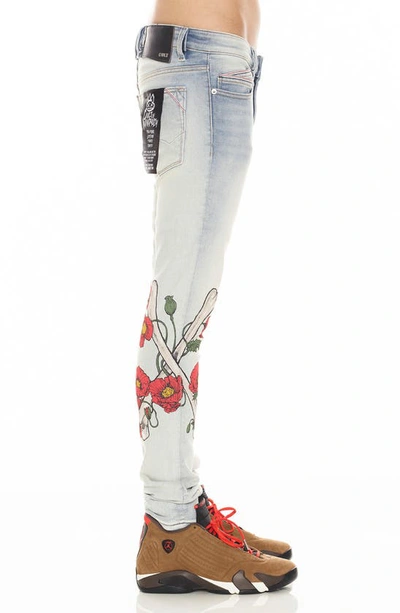 Cult Of Individuality Punk Embroidered Super Skinny Jeans In Poppy