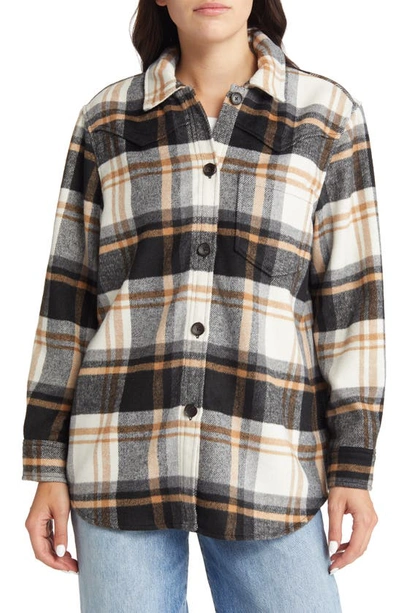 Shop Rails Tripp Plaid Flannel Shirt Jacket In Ivory Black Camel