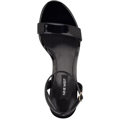 Nine West Women's Anny Round Toe Ankle Strap Heeled Sandals Women's Shoes In Black