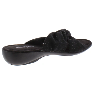 Shop Minnetonka Sarong Womens Metallic Knot Front Slide Sandals In Black