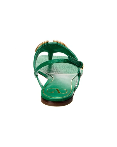 Shop Valentino Vlogo Grainy Leather Sandal In Green