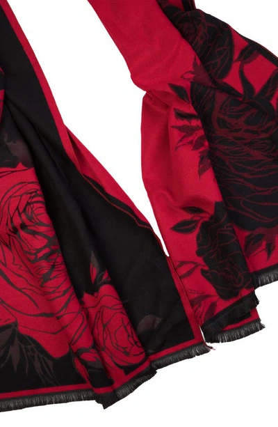 Shop Saachi Floral Pattern Reversible Scarf In Red Black