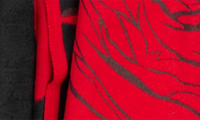 Shop Saachi Floral Pattern Reversible Scarf In Red Black