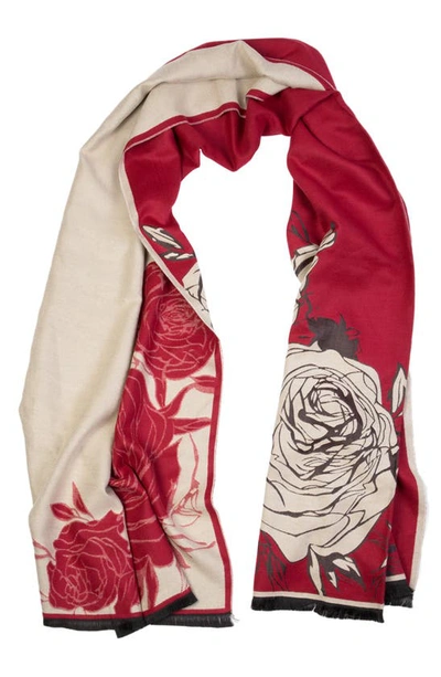 Saachi Floral Reversible Scarf In Red Multi