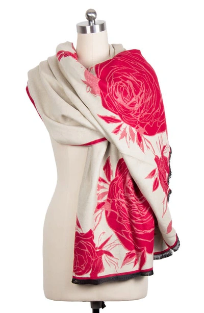 Saachi Floral Reversible Scarf In Red Multi