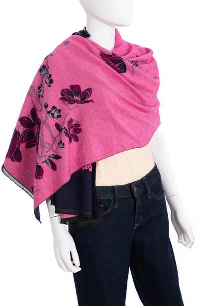Saachi Floral Pattern Reversible Scarf In Navy Combo