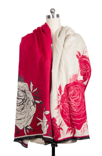 Saachi Floral Reversible Scarf In Red Multi