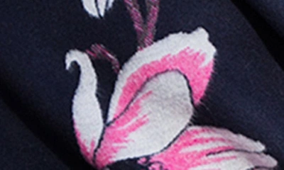 Saachi Floral Pattern Reversible Scarf In Navy Combo