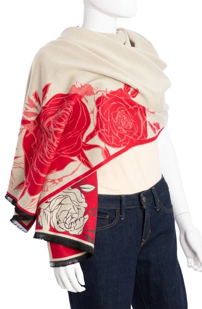 Saachi Floral Reversible Scarf In Red Multi