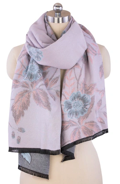 Saachi Floral Pattern Reversible Scarf In Grey