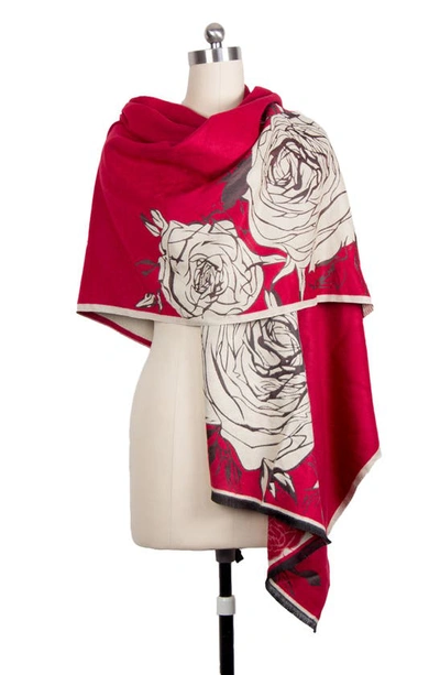 Saachi Floral Reversible Scarf In Red Multi