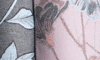 Saachi Floral Pattern Reversible Scarf In Grey